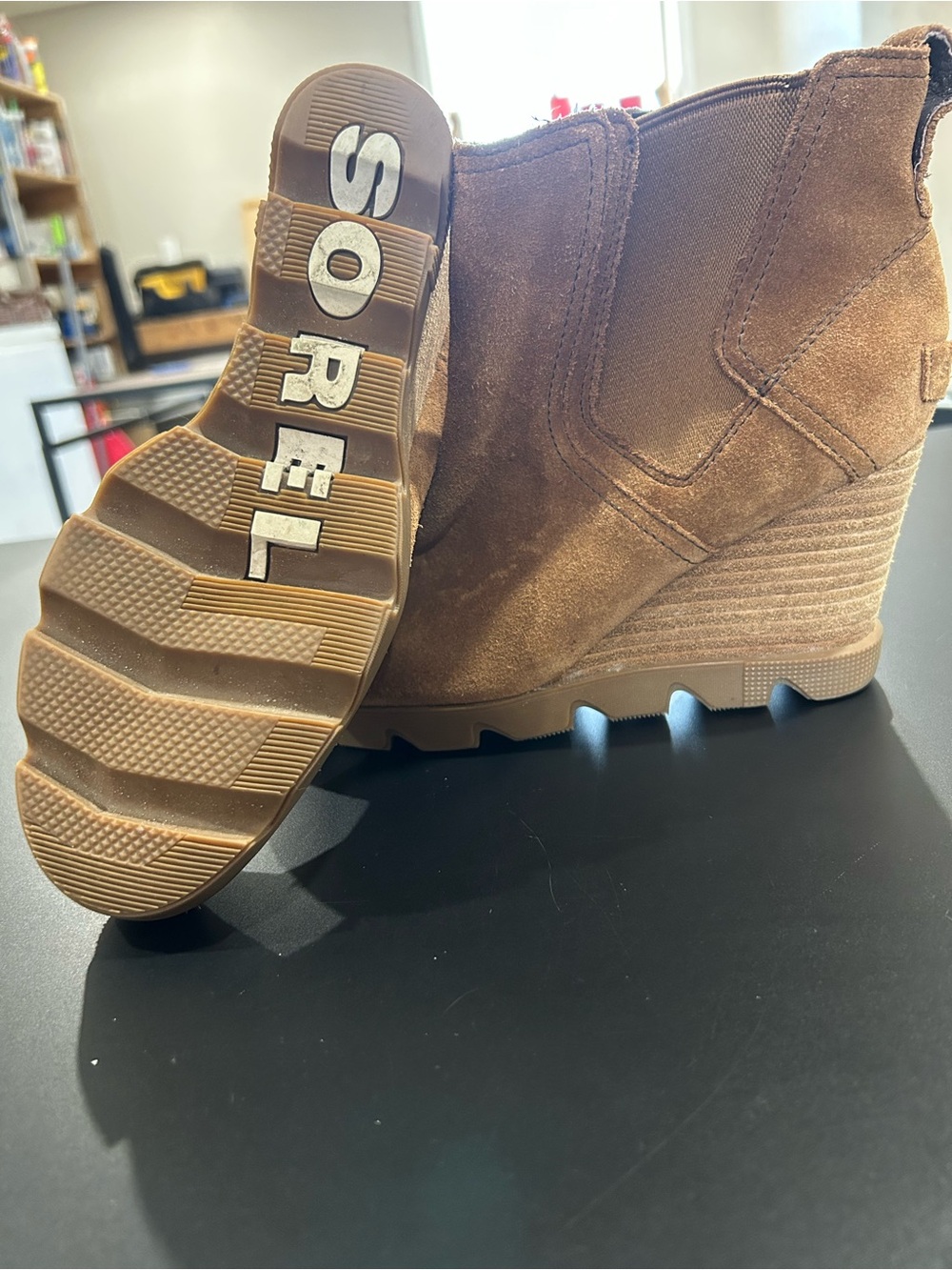 Sorel Tan Suede Wedge Chelsea Boot
